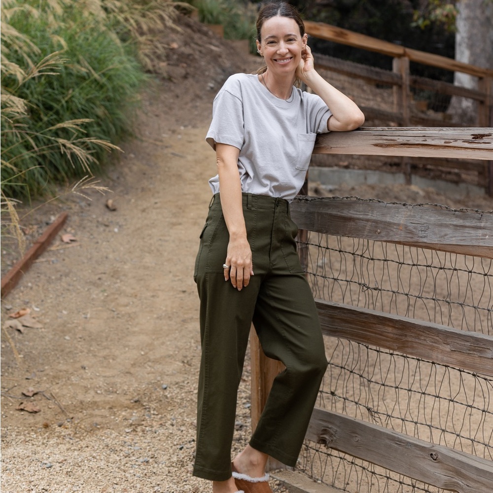 SOLD Jenni Kayne Army Green Ranger Cotton Twill Cropped Pants